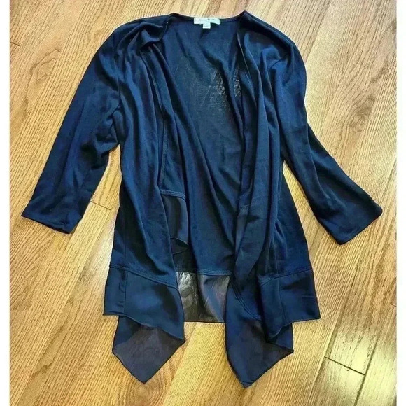 Studio Works Open Front Knit Chiffon Large Petite Office Casual - Picture 3 of 7